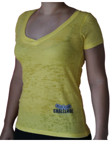 BCC Ladies Burnout Short Sleeve - Yellow Vneck