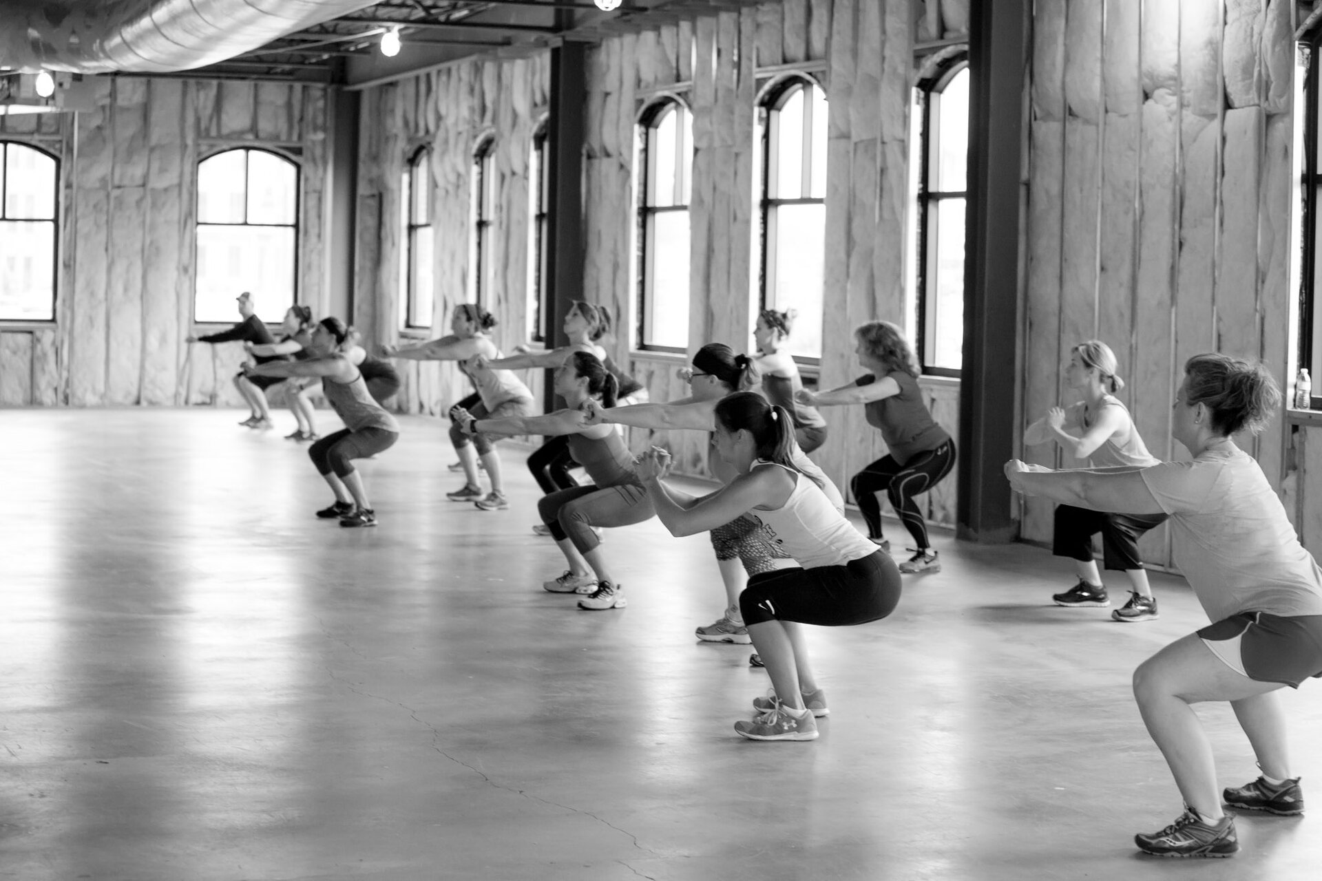 BCC group squat exercise class